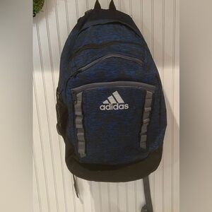 Adidas backpack navy blue zip around closure